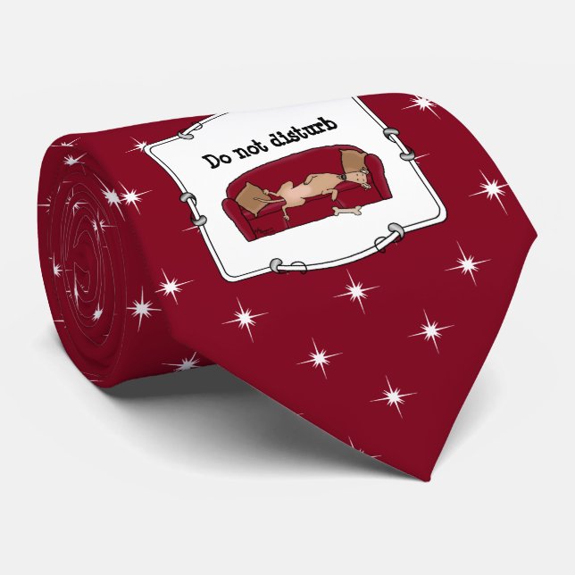 Couch Greyhound (fawn) Dog Lazy Sleeping Funny Tie (Rolled)