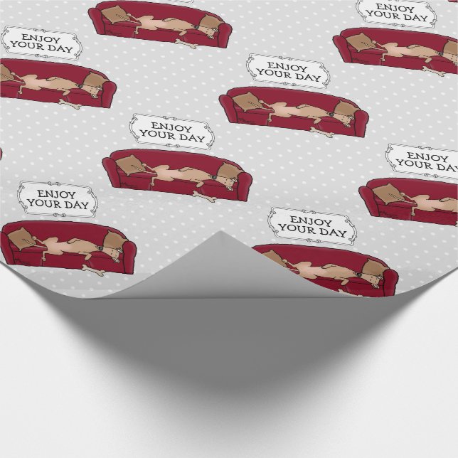 Couch Greyhound (fawn) Dog Lazy Sleeping Funny Wrapping Paper (Corner)