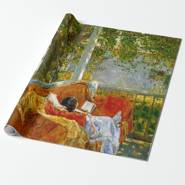 Couch on the Porch, Cos Cob by Frederick Hassam Wrapping Paper (Unrolled)