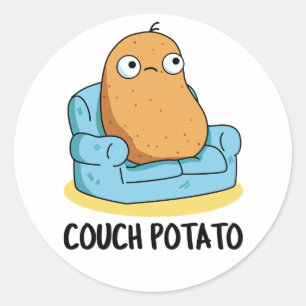 Couch Potato Funny Potato Pun  Classic Round Sticker