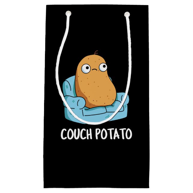 Couch Potato Funny Potato Pun Dark BG Small Gift Bag (Front)