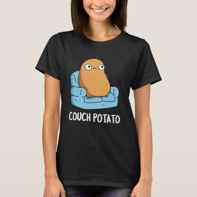 Couch Potato Funny Potato Pun Dark BG T-Shirt (Front)