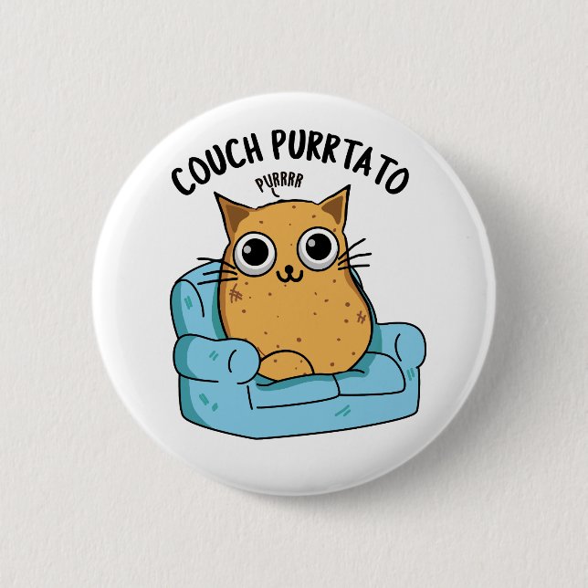 Couch Purrtato Funny Potato Pun  2 Inch Round Button (Front)