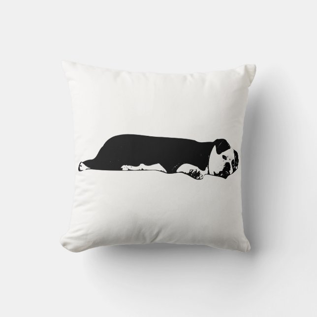 Couch Sprawl Bulldog Throw Pillow (Front)