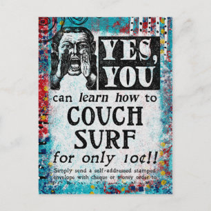 Couch Surf - Funny Vintage Ad Postcard