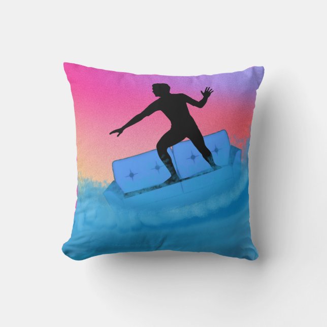 Couch Surfing Throw Pillow (Front)