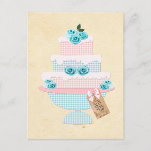 Couche de gâteau vintage avec gâteau de carte post
