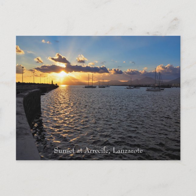 Coucher de soleil à Arrecife, Lanzarote, Carte pos (Devant)