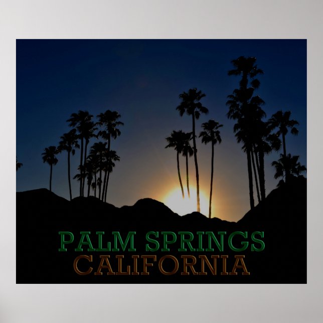 Coucher de soleil à Palm Springs, affiche en Calif (Devant)