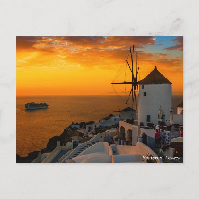 Coucher de soleil à Santorin, Grèce - Carte postal (Devant)