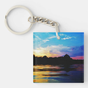 Coucher de soleil arc-en-ciel sur le lac de montag