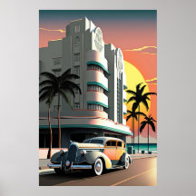 Coucher de soleil Art Déco Miami Beach Ocean Drive