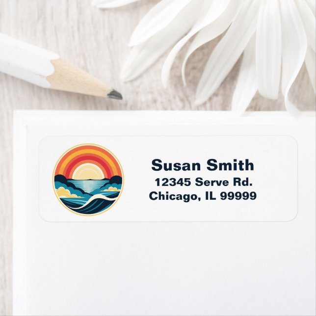 Coucher de soleil Art déco zen sur l'eau (En situation)