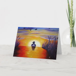 Coucher de soleil au lac - Carte de voeux