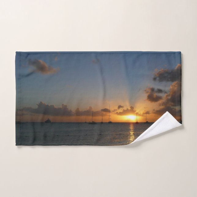 Coucher de soleil avec voiliers Paysage tropical P (Serviette à main)
