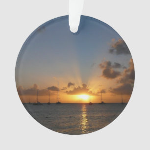 Coucher de soleil avec voiliers Paysage tropical P