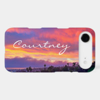 Coucher de soleil bleu rose nuages nom personnalis