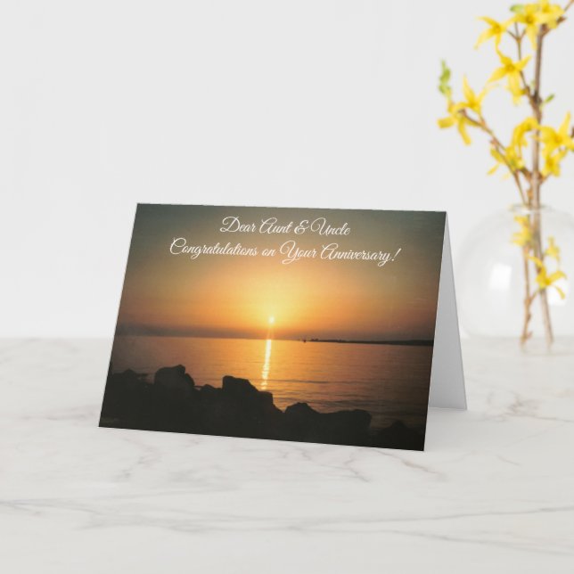 Coucher de soleil Carte personnalisée Tante Oncle  (Fleur jaune)