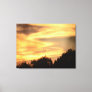 Coucher de soleil dans la toile de forêt Imprimer