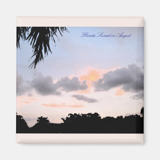 Coucher de soleil de Floride en août aimant carré (Devant)