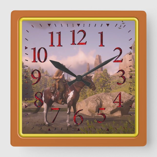 Coucher de soleil de l'Ouest sauvage pour horloge  (Recto)