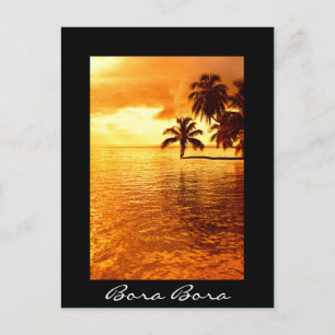Coucher de soleil de palmier noir Bora Bora carte 
