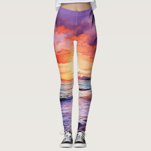 Coucher de soleil de plage tropicale no 1 Leggings
