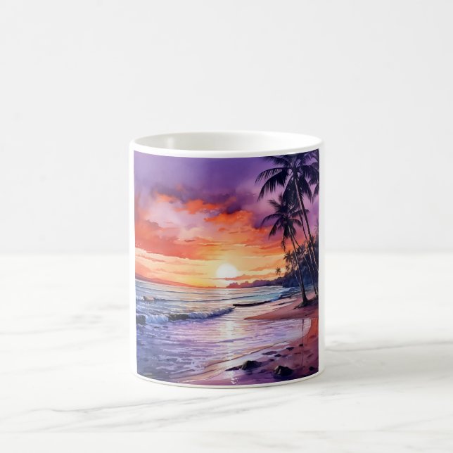 Coucher de soleil de plage tropicale no 1 Mug (Centre)