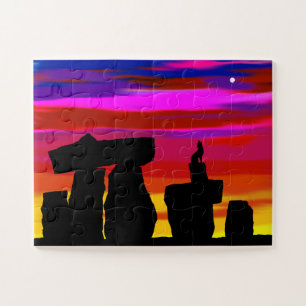 Coucher de soleil du désert du puzzle avec Coyote