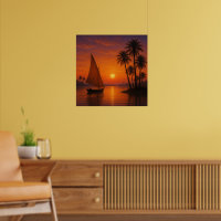 Coucher de soleil égyptien - Nil River View Poster