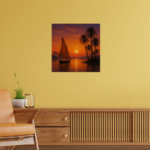 Coucher de soleil égyptien - Nil River View Poster
