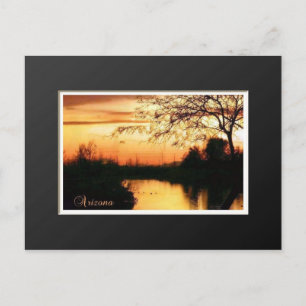 Coucher de soleil en Arizona avec carte postale or