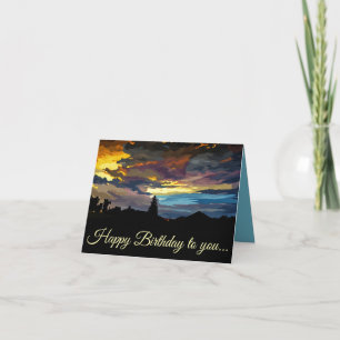 Coucher de soleil en peinture Carte de vœux pliée