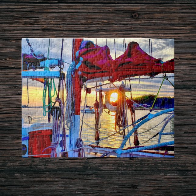 Coucher de soleil et voiliers dans le Puzzle du po (Créateur téléchargé)