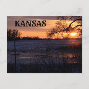 Coucher de soleil Kansas avec carte postale Silhou