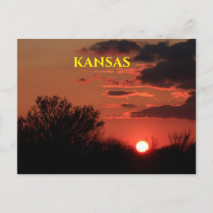 Coucher de soleil Kansas avec carte postale Silhou
