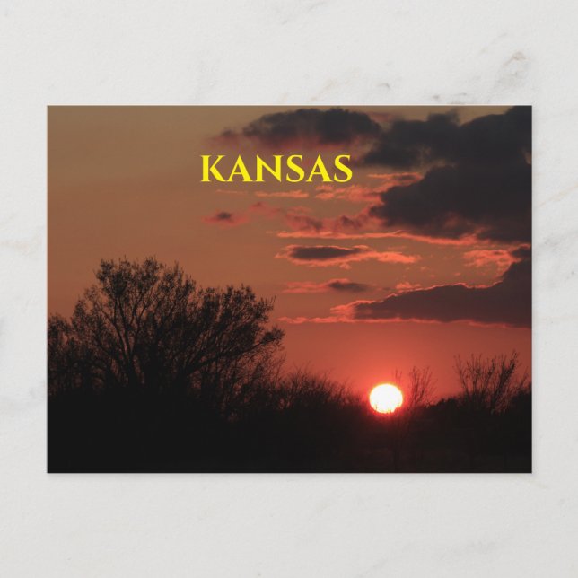Coucher de soleil Kansas avec carte postale Silhou (Devant)
