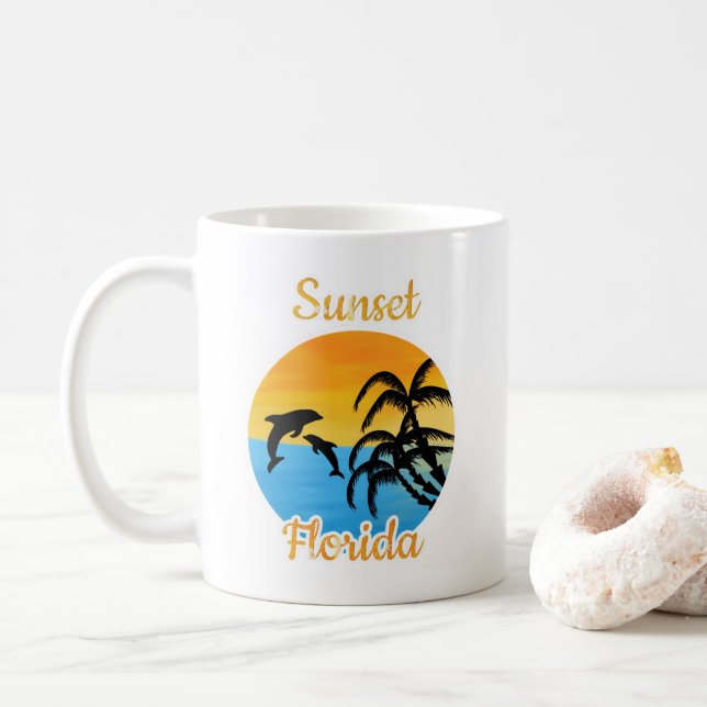 Coucher de soleil mignon en Floride Mug café (Avec donut)