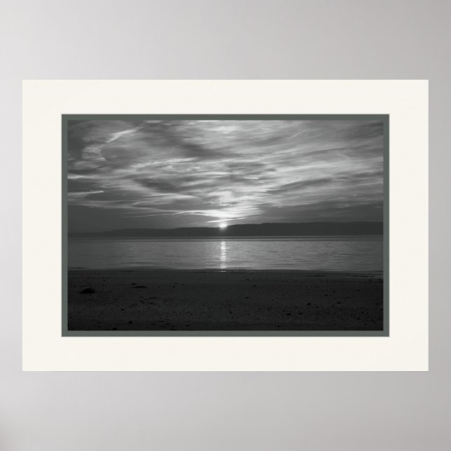 Coucher de soleil noir et blanc ~ Impression photo (Devant)