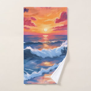 Coucher de soleil océanique Vagues de plage Aquare