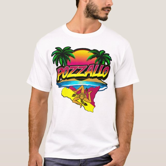 Coucher de soleil Pozzallo Sicilia avec T-shirt Pa (Devant)