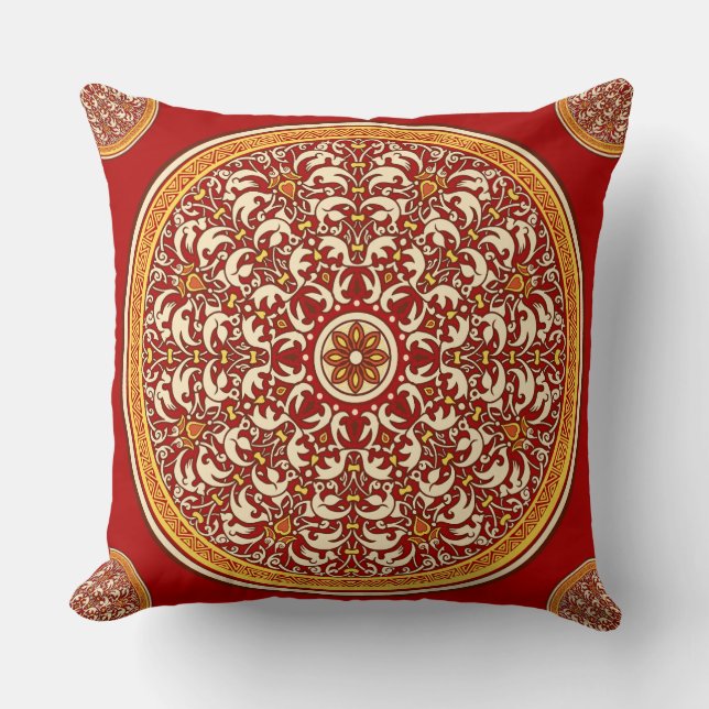 Coucher de soleil rubis Oreiller à lancer floral (Recto)