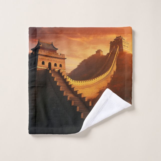 Coucher de soleil sur la Grande Muraille de Chine  (Gant de toilette)
