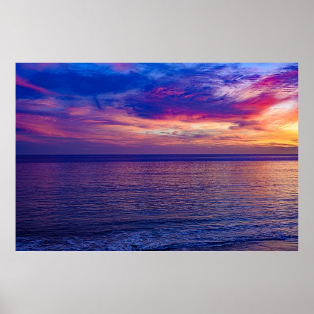 coucher de soleil sur la plage 2 affiche (Devant)