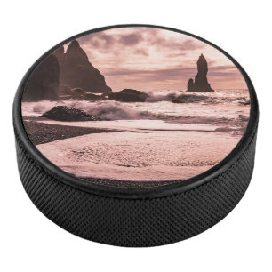 Coucher de soleil sur la plage de sable noir de Re