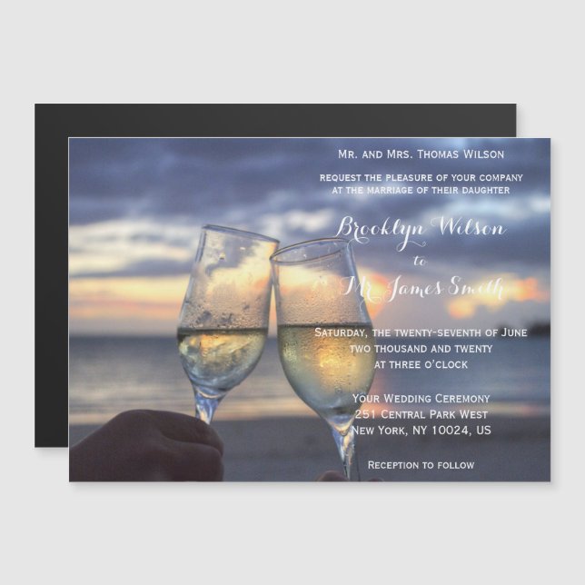 Coucher De Soleil Sur La Plage Invitations De Mari (Devant / Derrière)