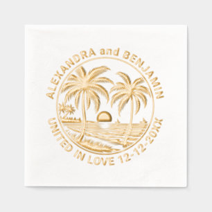 Coucher De Soleil Sur La Plage, Palmiers Mariage C