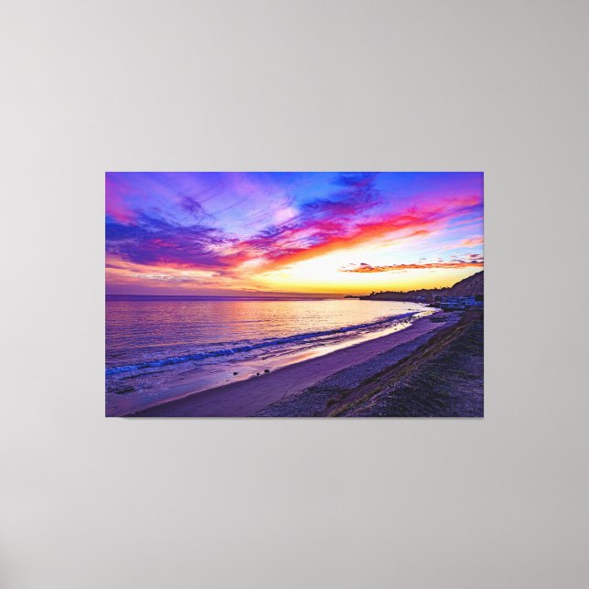 coucher de soleil sur la plage toile enveloppée (Recto)