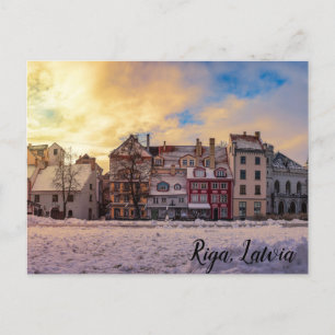 Coucher de soleil sur la rue à Riga Carte Postale