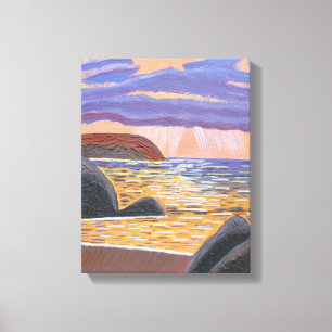 Coucher de soleil sur la toile de la mer
